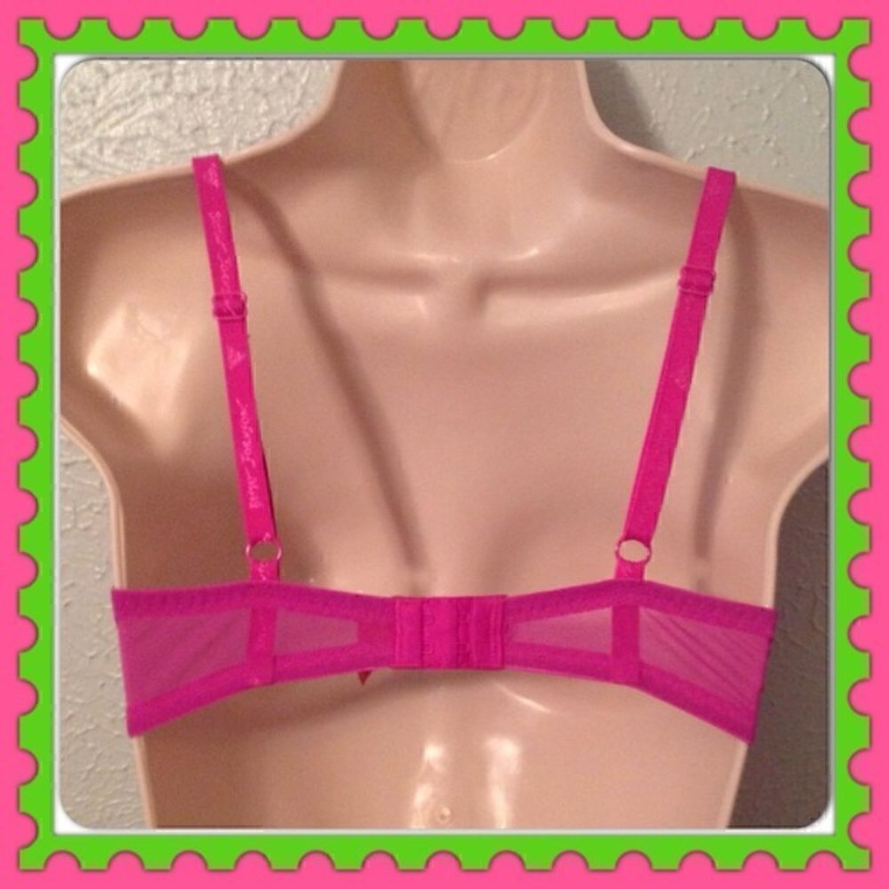 Betsy Johnson Hot Pink🎀 Lace Padded Bra - Picture 2 of 2